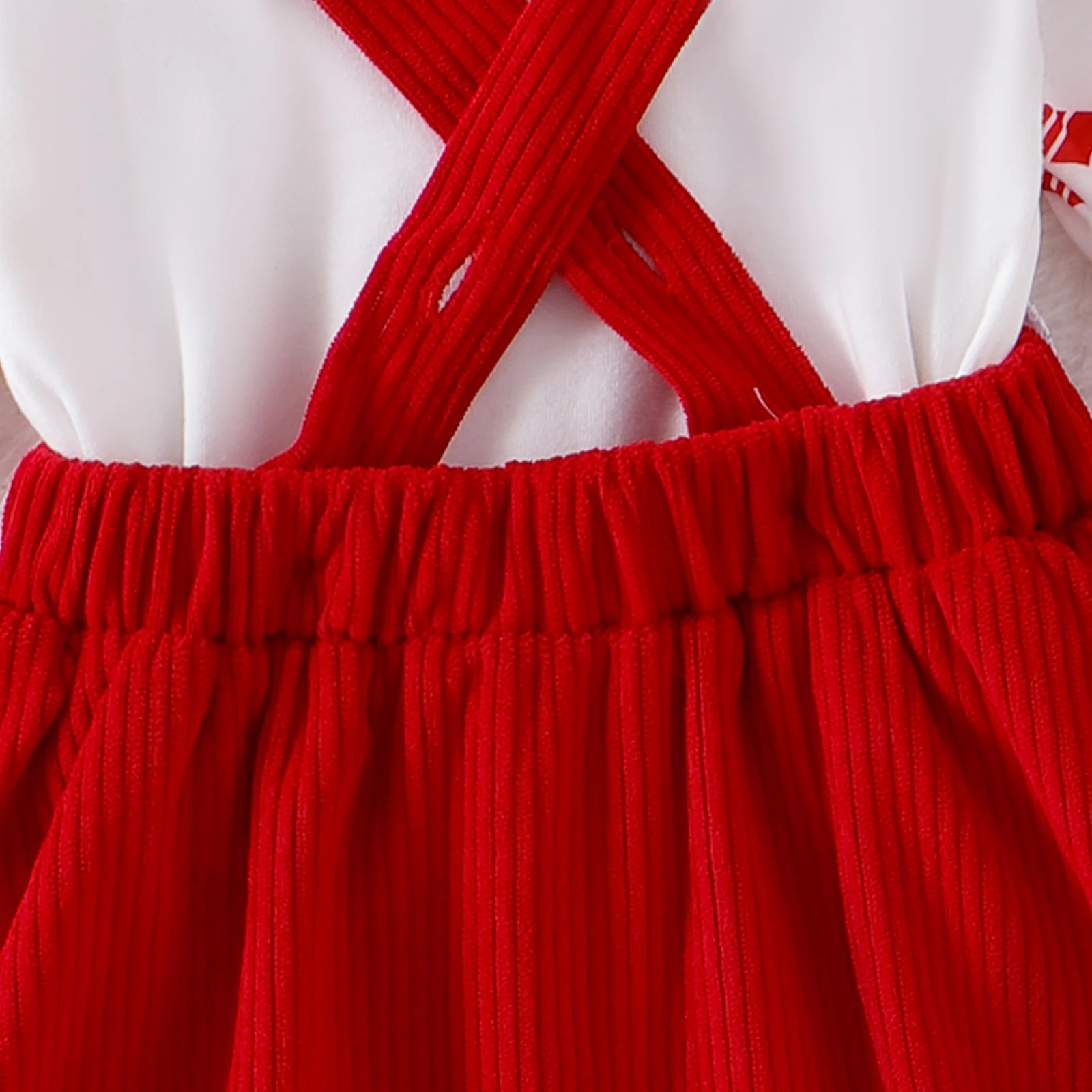 Baby Girls 3PCS Skirt Sets Long Sleeve Romper Santa Claus/Ghost/Turkey Embroidery Suspender Skirt Headband Sets image 4
