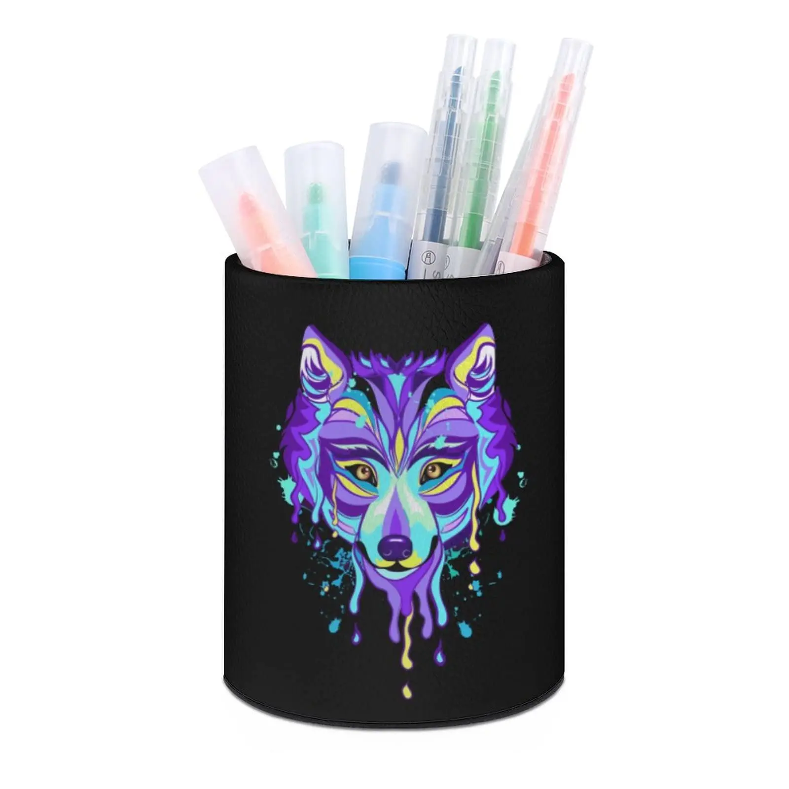 Imagem -05 - Wolf Pen Pot Desktop Pencil Holder Maquiagem Pincéis de Armazenamento Organizador Papelaria Material de Escritório para Meninas Adolescentes e Mulheres