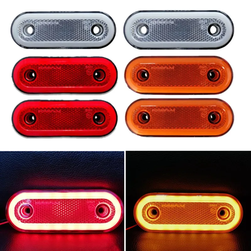 2PCS LED Side Light Truck Trailer Indicator Rear Lamp 20LED Oval Side Marker Camper Light 12V 24V Truck Caravan Light
