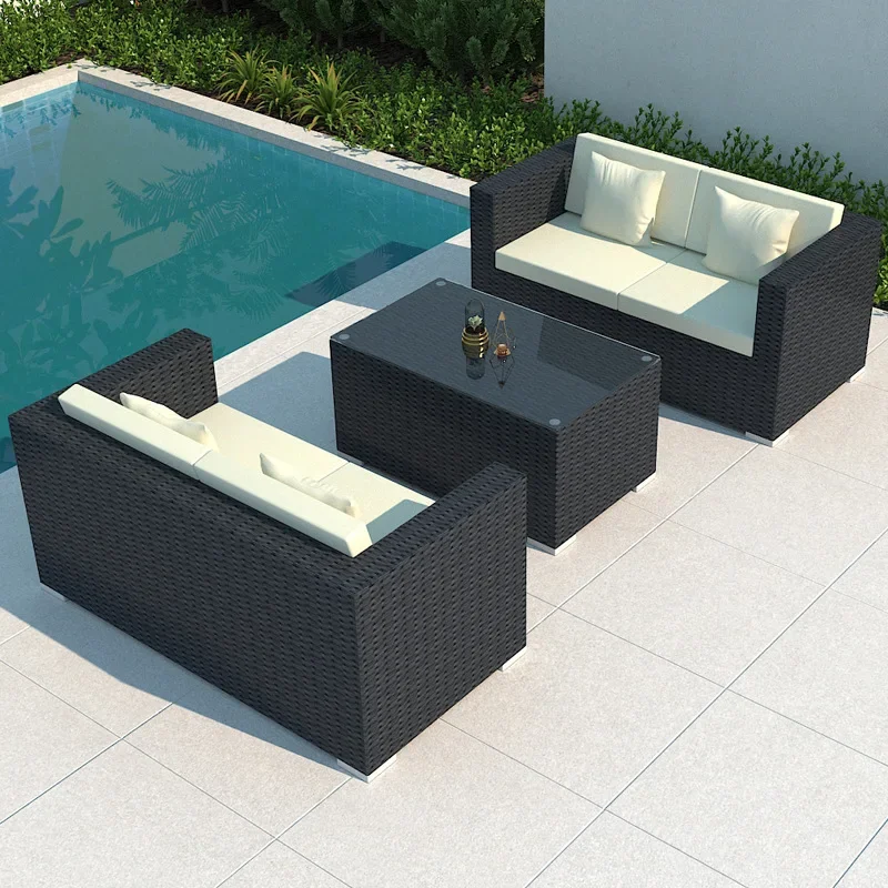 leisure living room combined courtyard terrace balcony rattan art outdoor rattan chair rattan bed and breakfast waterproof