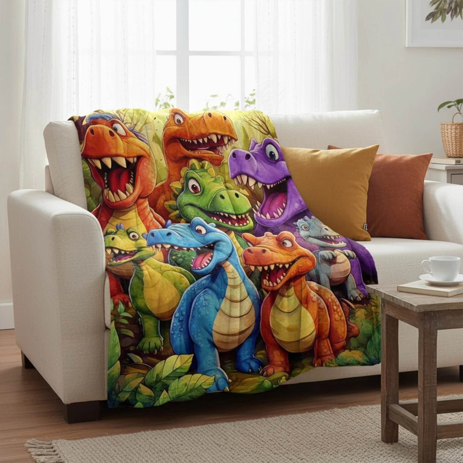 Cute Dinosaur Blanket Comfort Funny Throw Blankets Soft Cozy Flannel Blanket Office Home Sleeping Warmer Warming Household Gifts