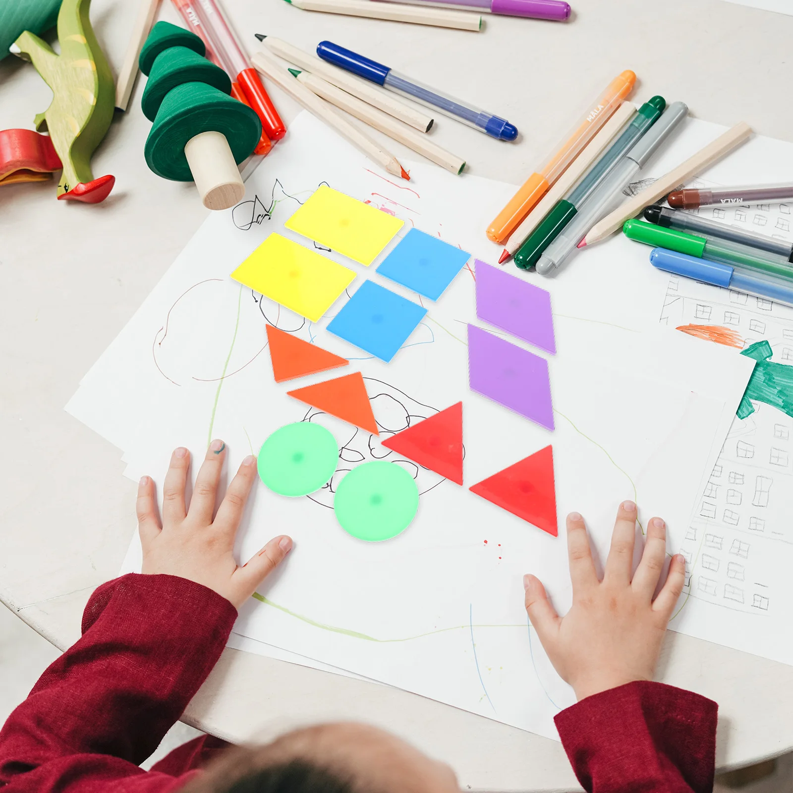 12-teiliges magnetisches geometrisches Lernform-passendes Puzzle für Kinder, pädagogische Bausteine, Feinmotorik, Farbe, kognitiv