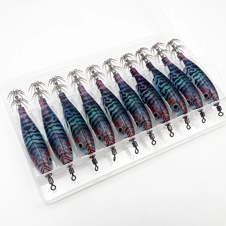 ShareShark 10 Stück/Box 8cm/5,7g Garnelen-Angelköder Leuchtender Tintenfisch-Jig-Haken Meeresfischerei-Zubehör Künstlicher Köder Oktopus-Köder – Detail 15