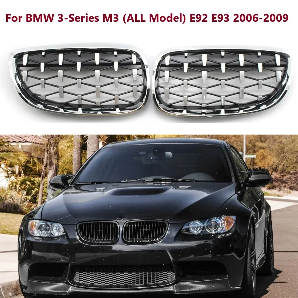 1 Pair ABS Car Front Hood Grille Diamond Style Meteor Grill For BMW 3 Series For BMW 3-Series M3 (ALL Model) E92 E93 2006-2009