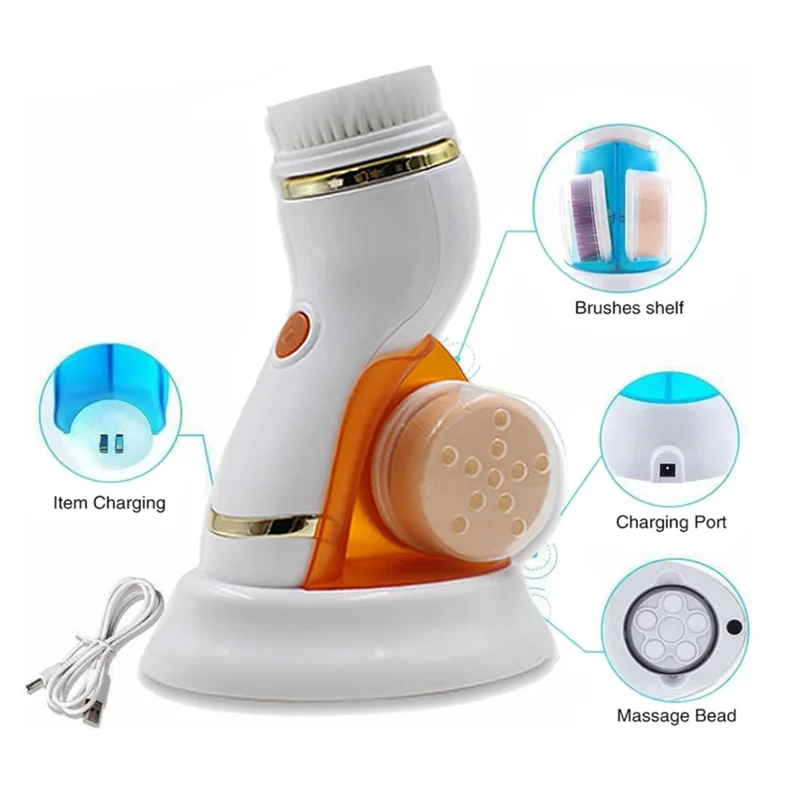 منظف الوجه القابل لإعادة الشحن، منظف الوجه الكهربائي للنساء والرجال، تنظيف عميق، تقشير لطيف وتدليك