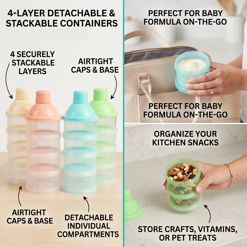 Portable 4 Layers Storage Box Multi-functional Food Container Spice Case Travel Protein Powder Organizer Outdoor Storage Case