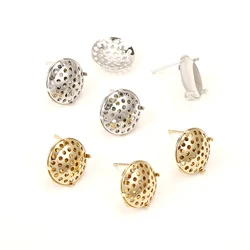 6pcs15mm copper plated 14K Gold Disc shower head with hanging ring earrings DIY hand made Earrings semi-finished parts materials