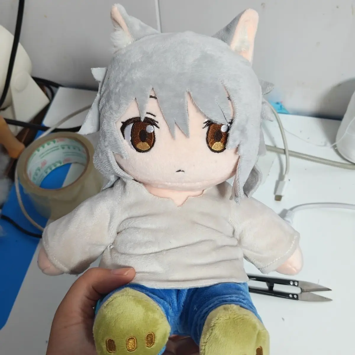 Anime Yani Neko Plush Cute Cat Boy Stuffed Doll Soft Plushie Sitting Figure Home Decor Gift For Anime Fans Collectible Toy