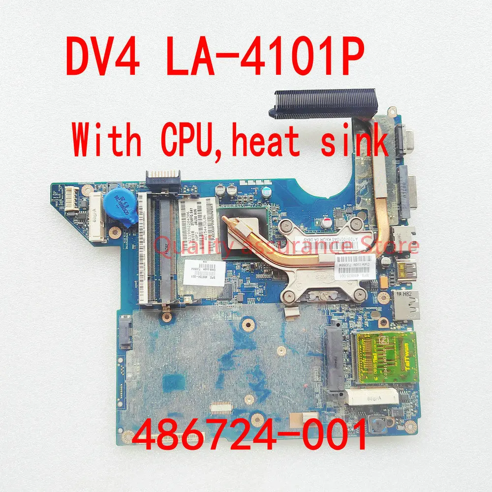 

DV4 486724-001 LA-4101P With CPU and heatsink For HP LA-4117P 575575-001 598091-001 511858-001 LA-4111P Laptop Motherboard