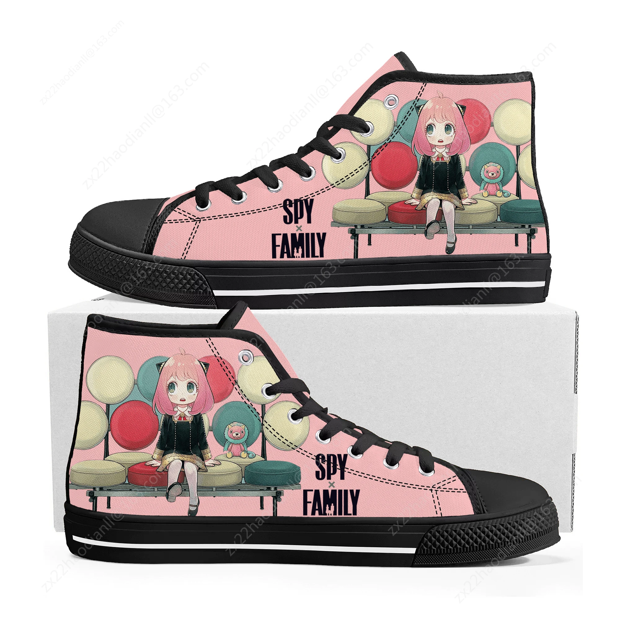 Spy X Family Anya Forger High Top Sneakers High Quality Mens Womens Teenager Canvas Sneaker Casual Couple Shoes Custom Shoe
