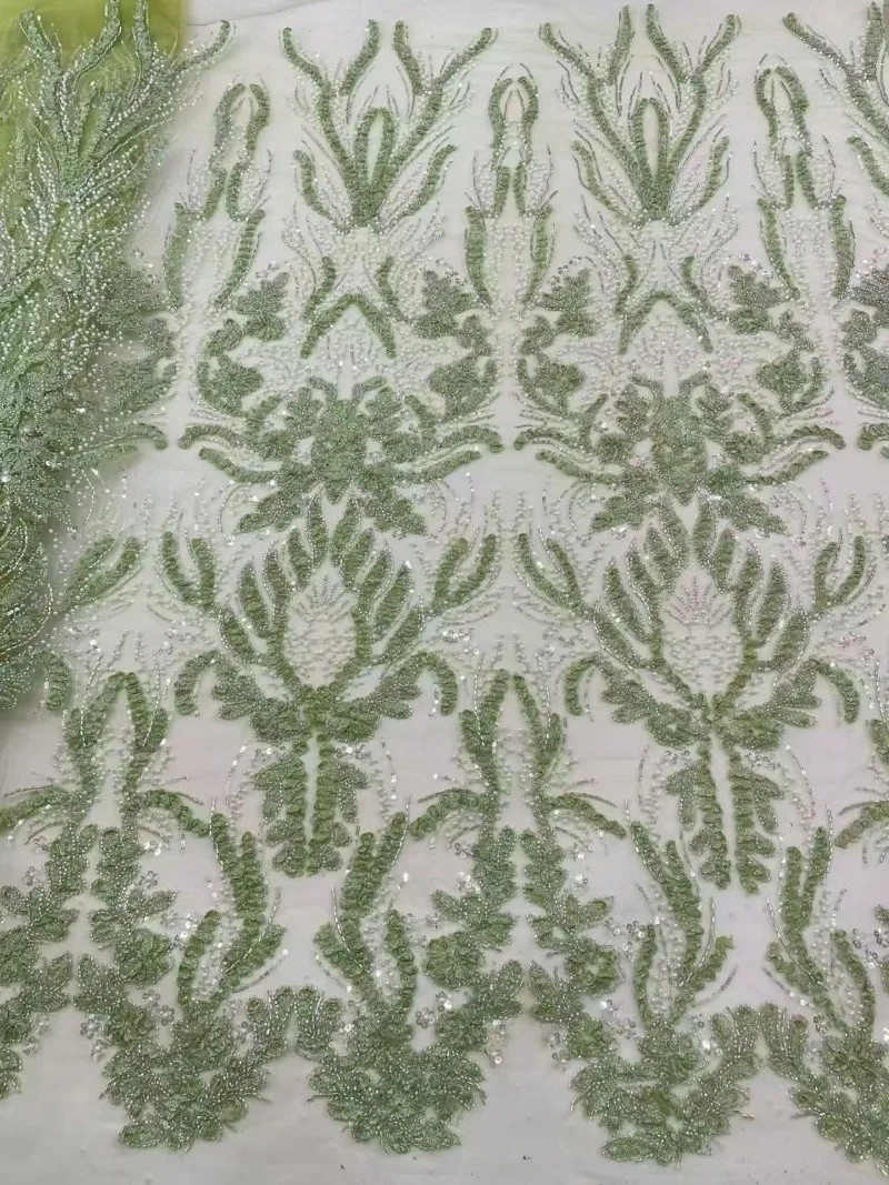 Lace Embroidery Bubble Beads Fabric All Over Breathable Lace Trim By Yard for Wedding Dress Evening Gown Garment Diy Sewing