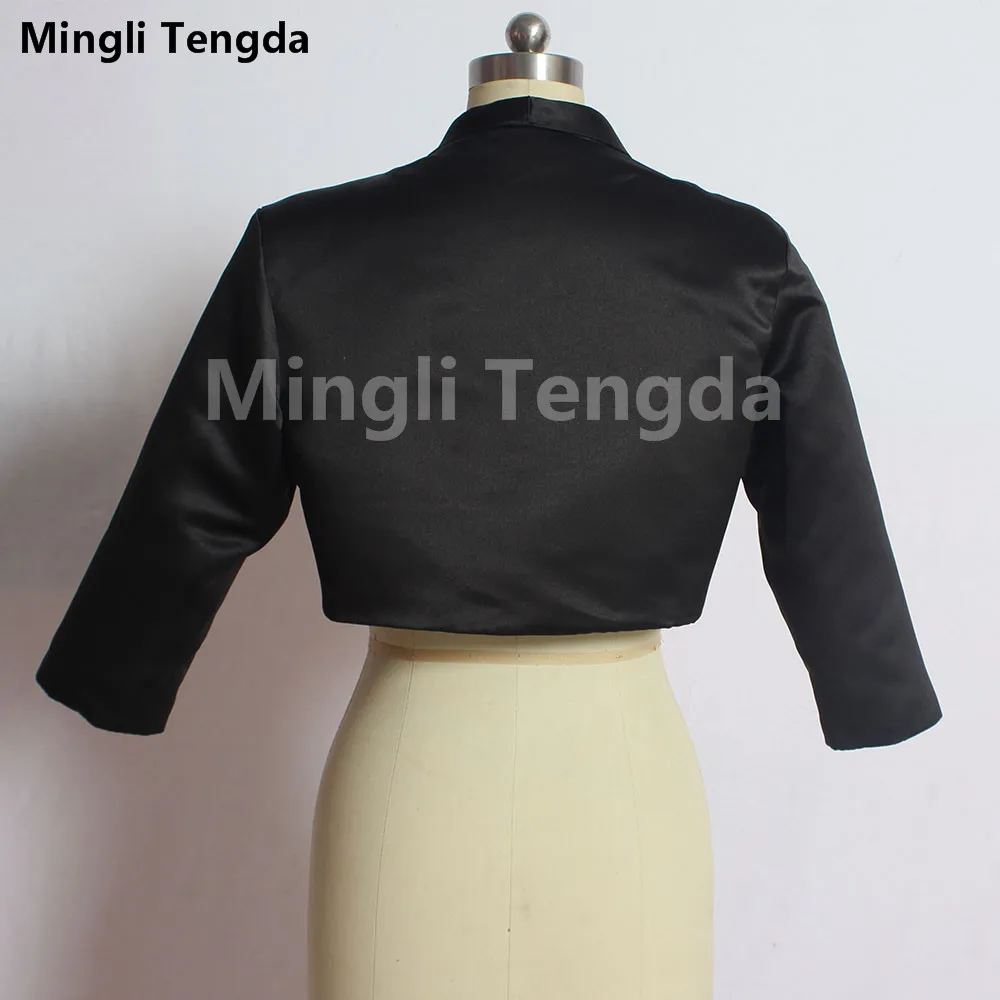 Mingli Tengda-abrigo elegante de satén para mujer, Bolero de manga 3/4, Bolero, chaqueta, estola, Tippet, chal, accesorios nupciales hechos a medida