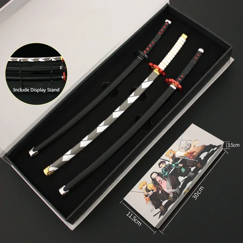 Dämonen töter Katana 3 Stück Waffen set Nichirin Klinge Metall Schwert Anime Schlüssel bund Zubehör Waffe Modell Geschenke Spielzeug für Jungen