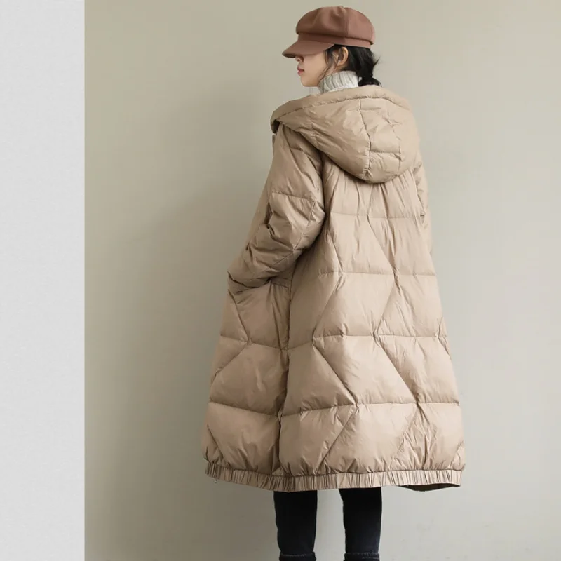 Veste matelassée à capuche pour femmes, manteaux longs en duvet, coupe-vent, épaissi, chaud, parka, simple, décontracté, solide, neige, hiver, nouveau