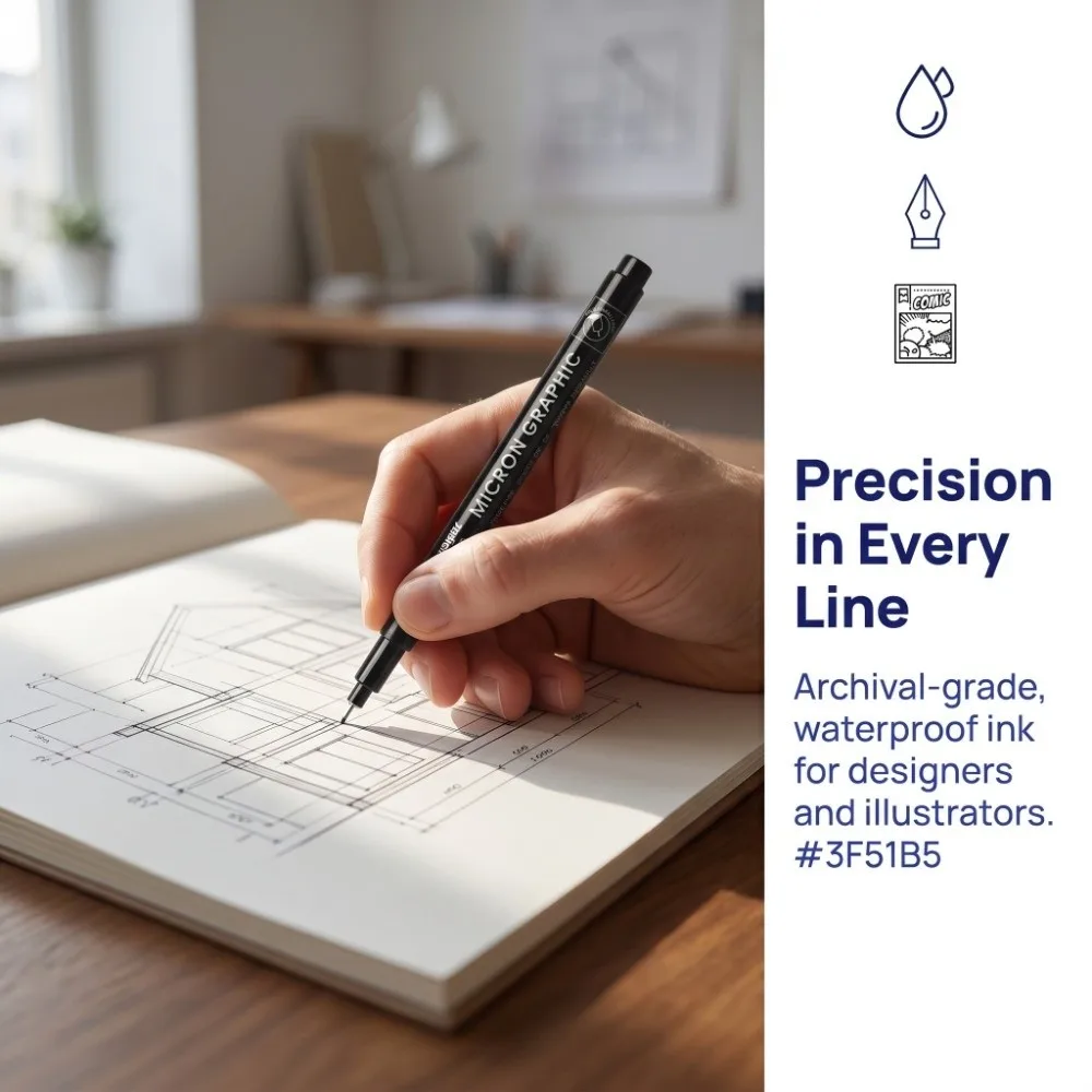 12PCS Waterproof Ink Micron Liner Pens Smooth Inking Fadeproof Waterproof Outline Pens Fine Micron Nib Lightweight