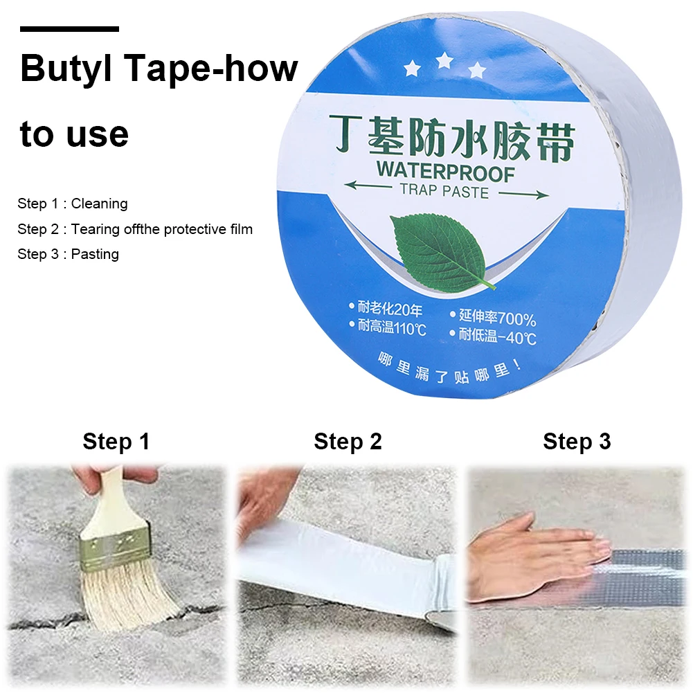 Aluminum Foil Butyl Tape Waterproof Sealant Tape Self Adhesive Butyl Sealant Tape High Temperature Resistance for Roof Repair