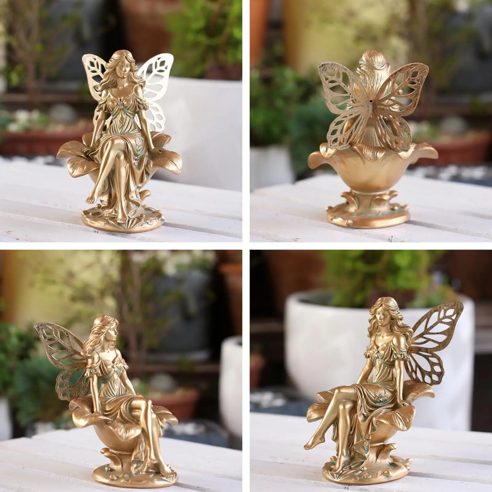 Resin Fairy Statue Decorative Sculpture for Fairy Garden Outdoor Ornaments and Micro Landscape Decoration