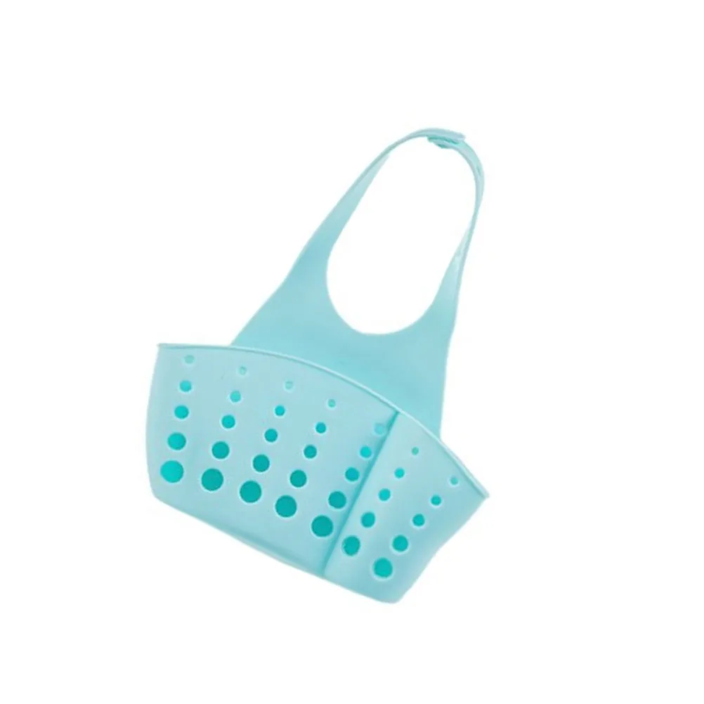 Adjustable Snap Button Kitchen Organizer Shelf Sponge Soap Basket Holder Sink Hanging Storage Holder Sky-Blue Kitchen Organizer view 5