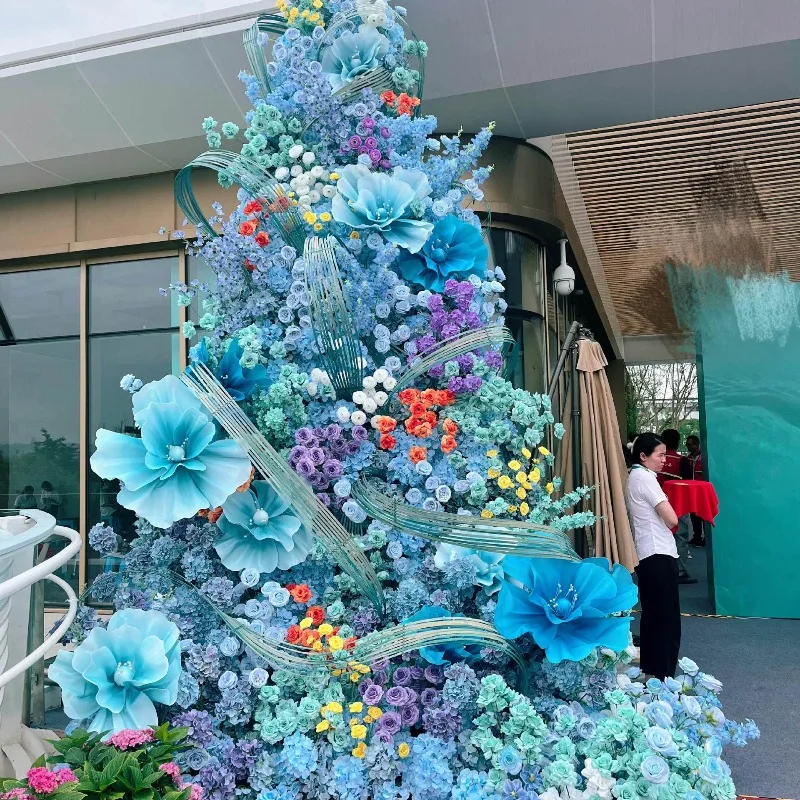 Monet Garden Landscaping Simulation Flower Waterfall Wall Floral Waterfall Flower Outdoor Internet celebrity clock in decorative