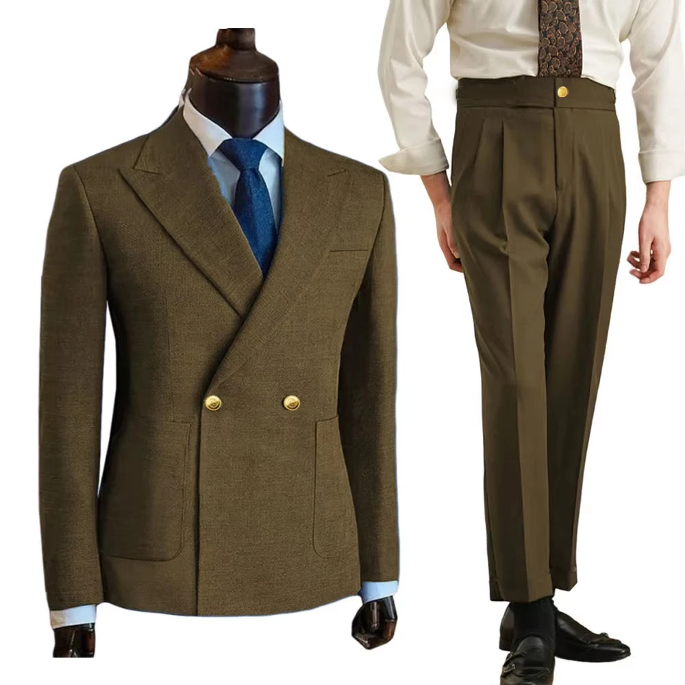 Custom Men's Blazer Suit Business Solid Color with Metal Buckle