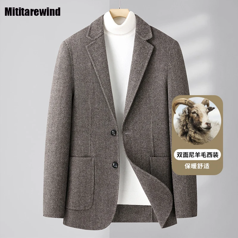 

Autumn Winter Jacket for Men Commuter Causal Wool Coat Men Suit Style Double-sided Wool Blends Coats Classic Fashion Overcoat