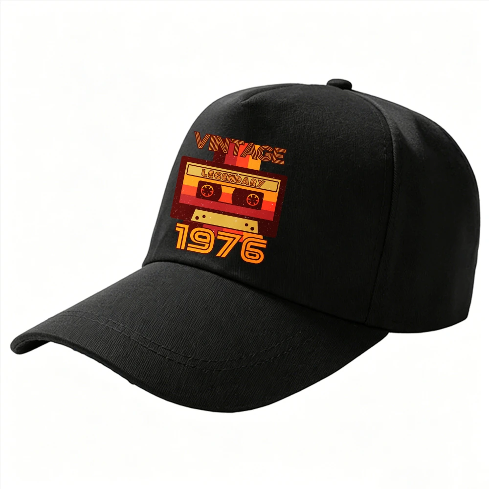 Vintage Legendary 1976 Cassette Tape Retro 70s Birthday Baseball Cap Black Cotton Adjustable Dad Hat 48th Birthday Gift