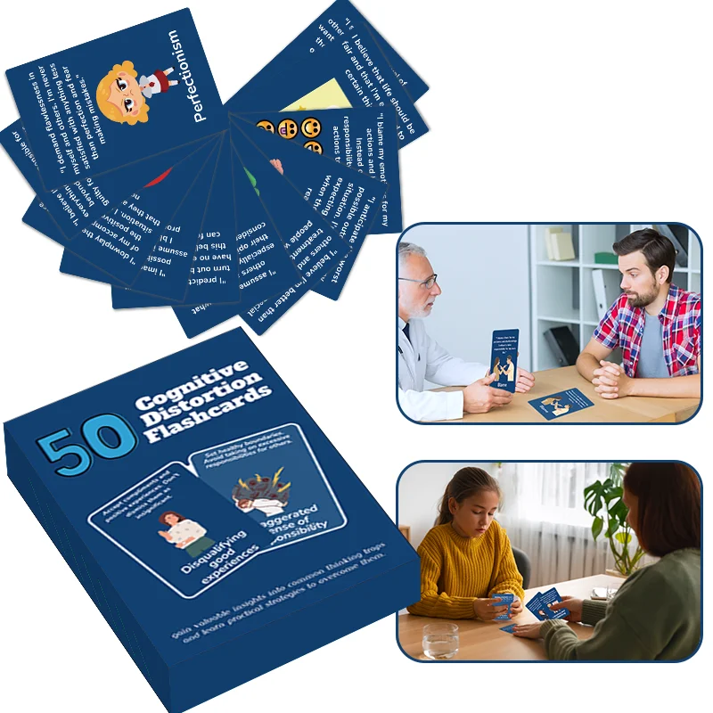 50 Cognitive Distortion Improvement Flash Cards, Cards for Identifying and Adjusting Negative Thinking Patterns, Psychological Counseling Cards, Card Games, Board Games, Essential Games for Family Gatherings, Gifts