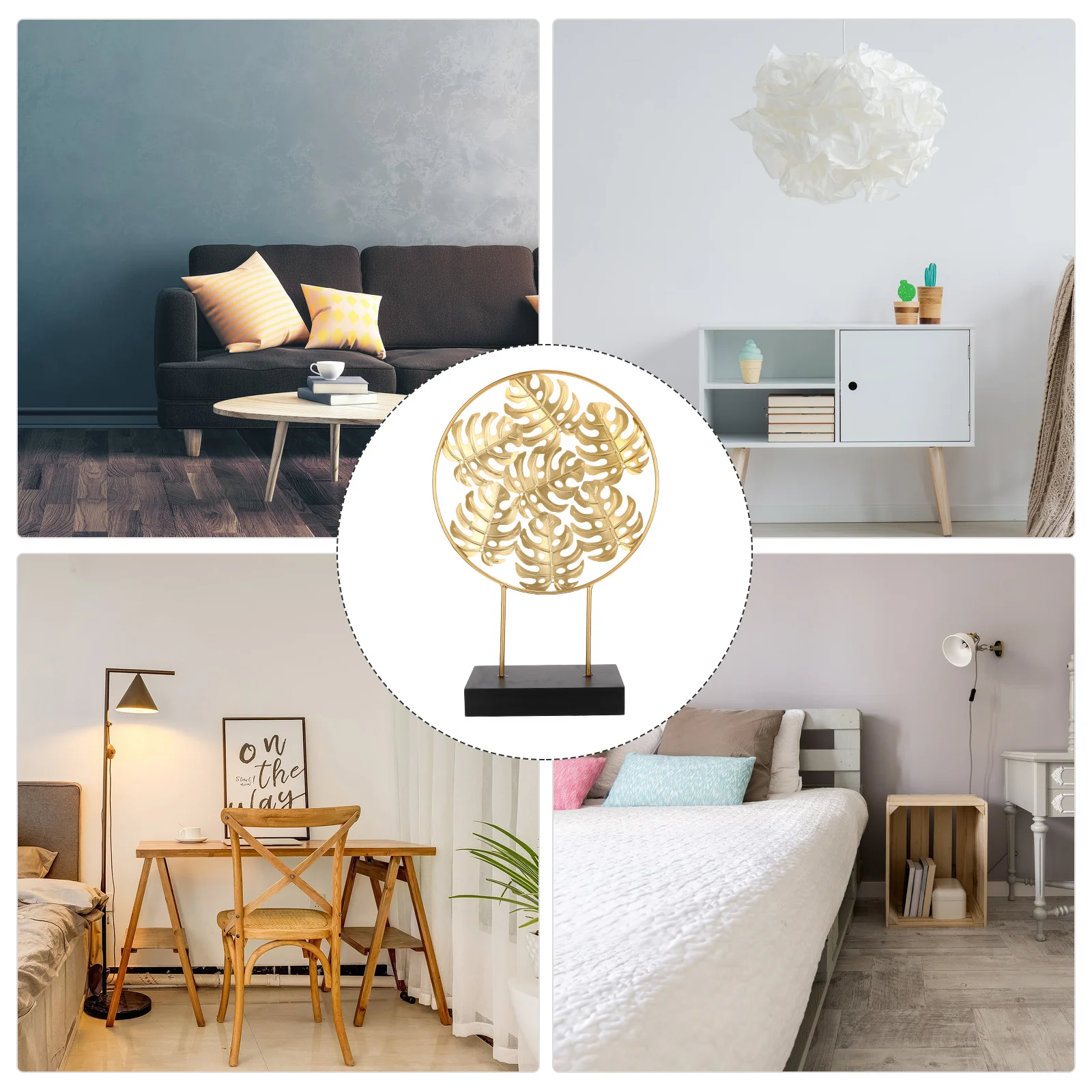 

Monstera Leaf Table Decoration Luxury Retro Gold Desktop Ornamental Display Rust Resistant Compact Golden Monstera Leaf