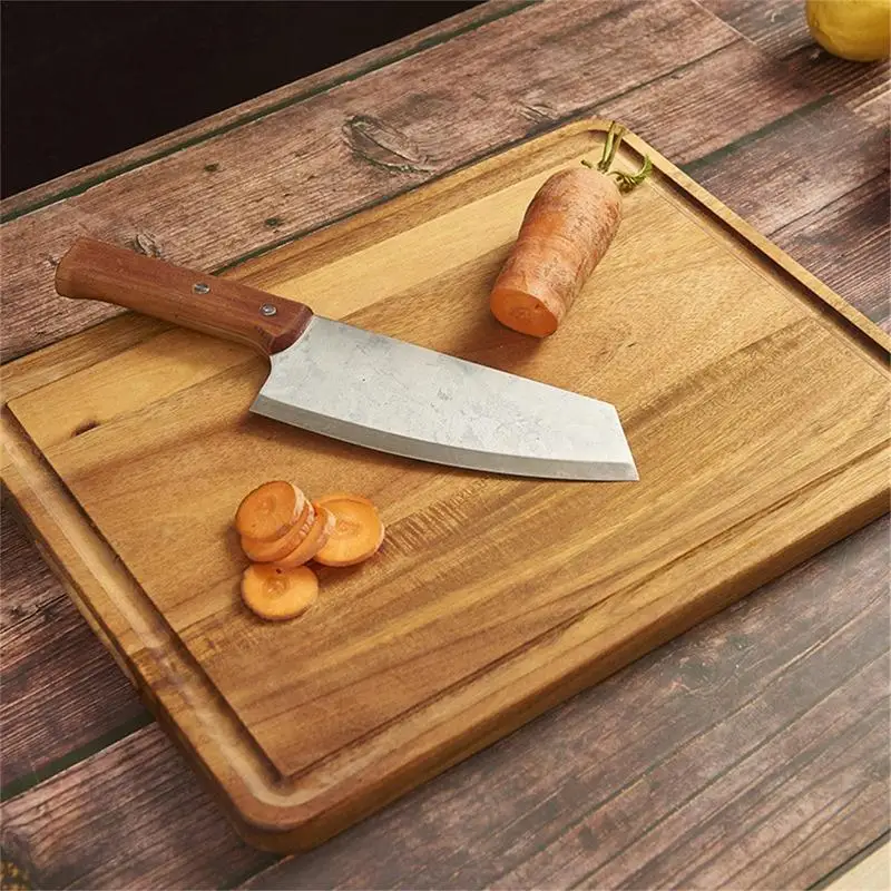 Wooden Cutting Boards For Kitchen Organic Acacia Wood Chopping Surface With Drip Channels Meat Carving Block Cheese Platter