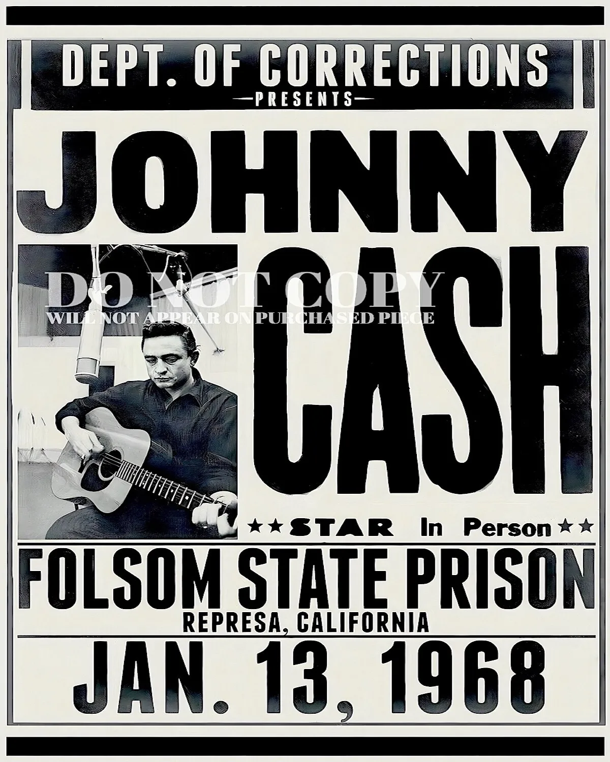 JOHNNY CASH FOLSOM STATE PRISON CONCERT Posters Wall Art Rome Decoration