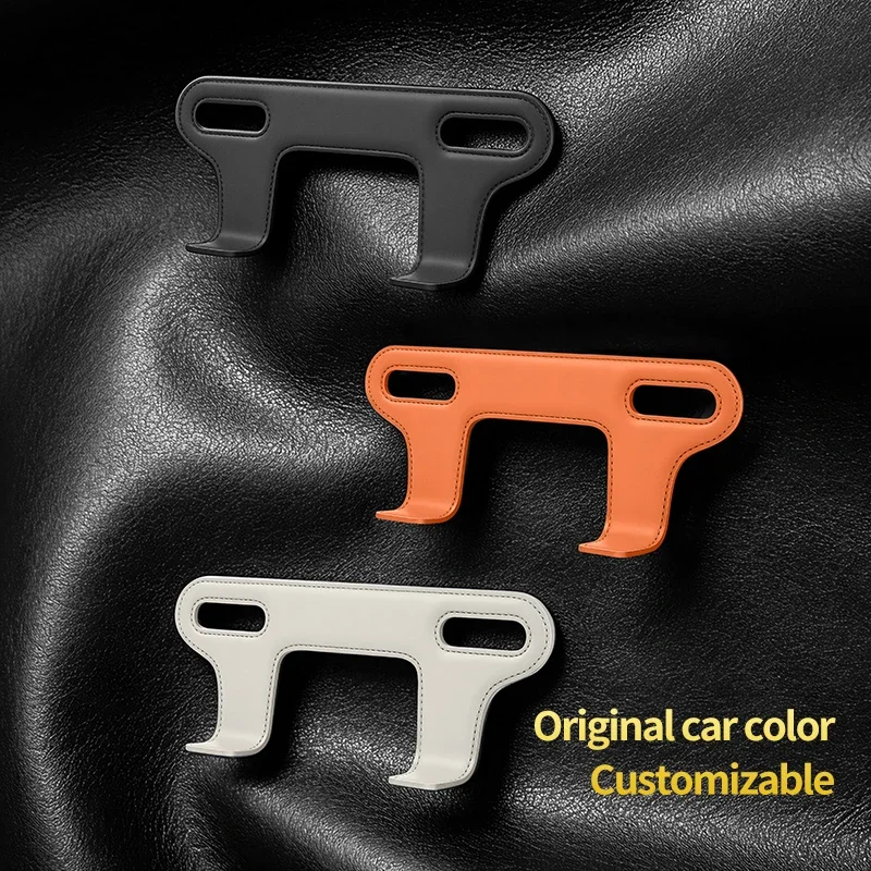2‑in‑1 Car Headrest Double Hook Microfiber Leather Phone Holder Heavy Load Seat Back Hanger Auto Interior Storage Accessories