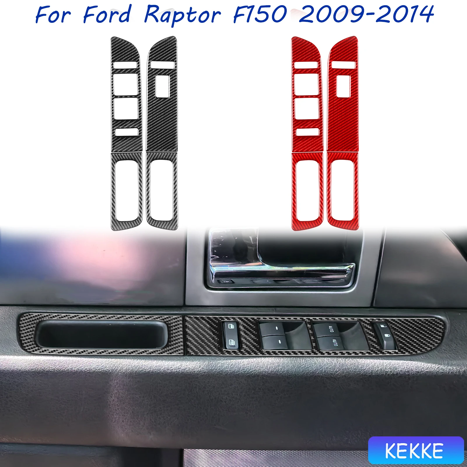 

For Ford F150 Raptor 2009-2014 Carbon Fiber Window Lift Front Door Control Accessories Interior Cover Tuning Stickers Auto Trim