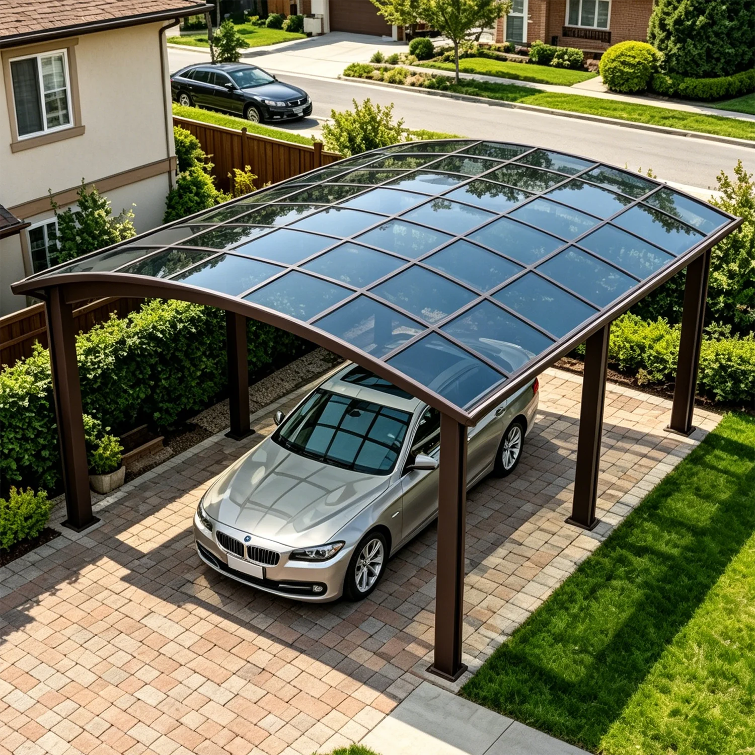 Aluminum Alloy Arched Roof Carport Waterproof Panel Shelter For Garage Patio Garden Villa Outdoor Parking Protection