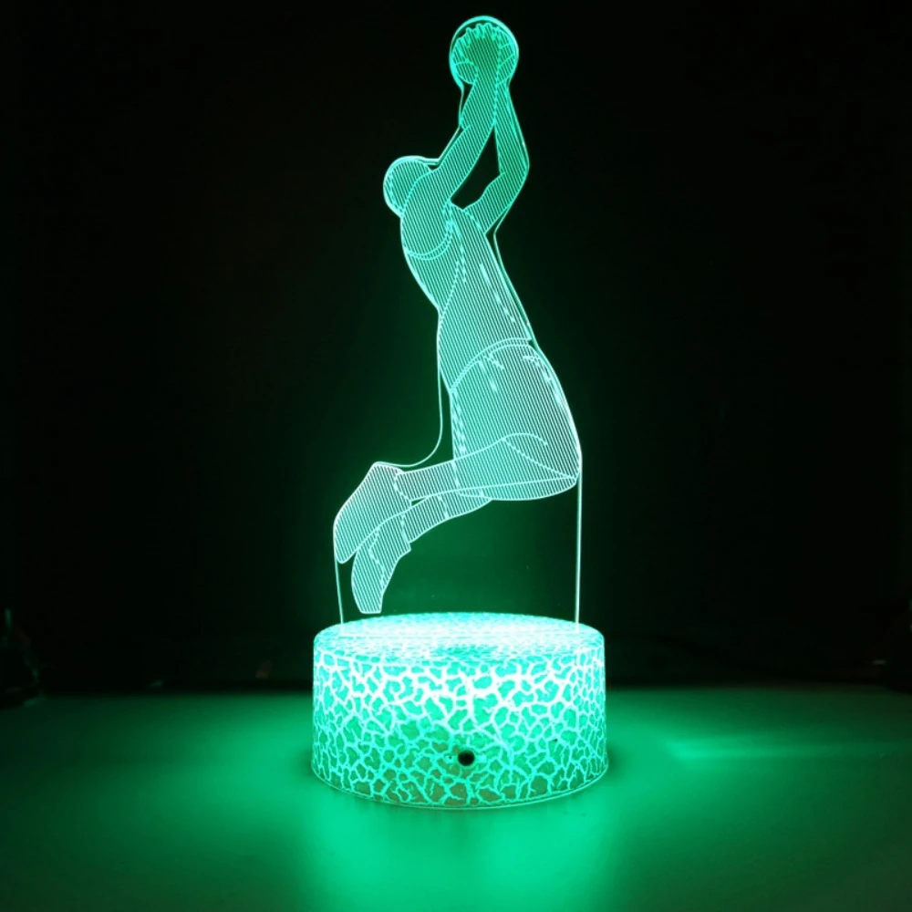 3D Illusion LED Night Light Basketball Player Touch 7 Colors Changing USB Lamp Decorative Bedroom Light for Teen Boys Kids Gift
