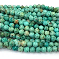 Veemake Natural Peru Blue Turquoise Round Loose Gemstone Stone Beads Jewelry Design Necklace Bracelets 07941