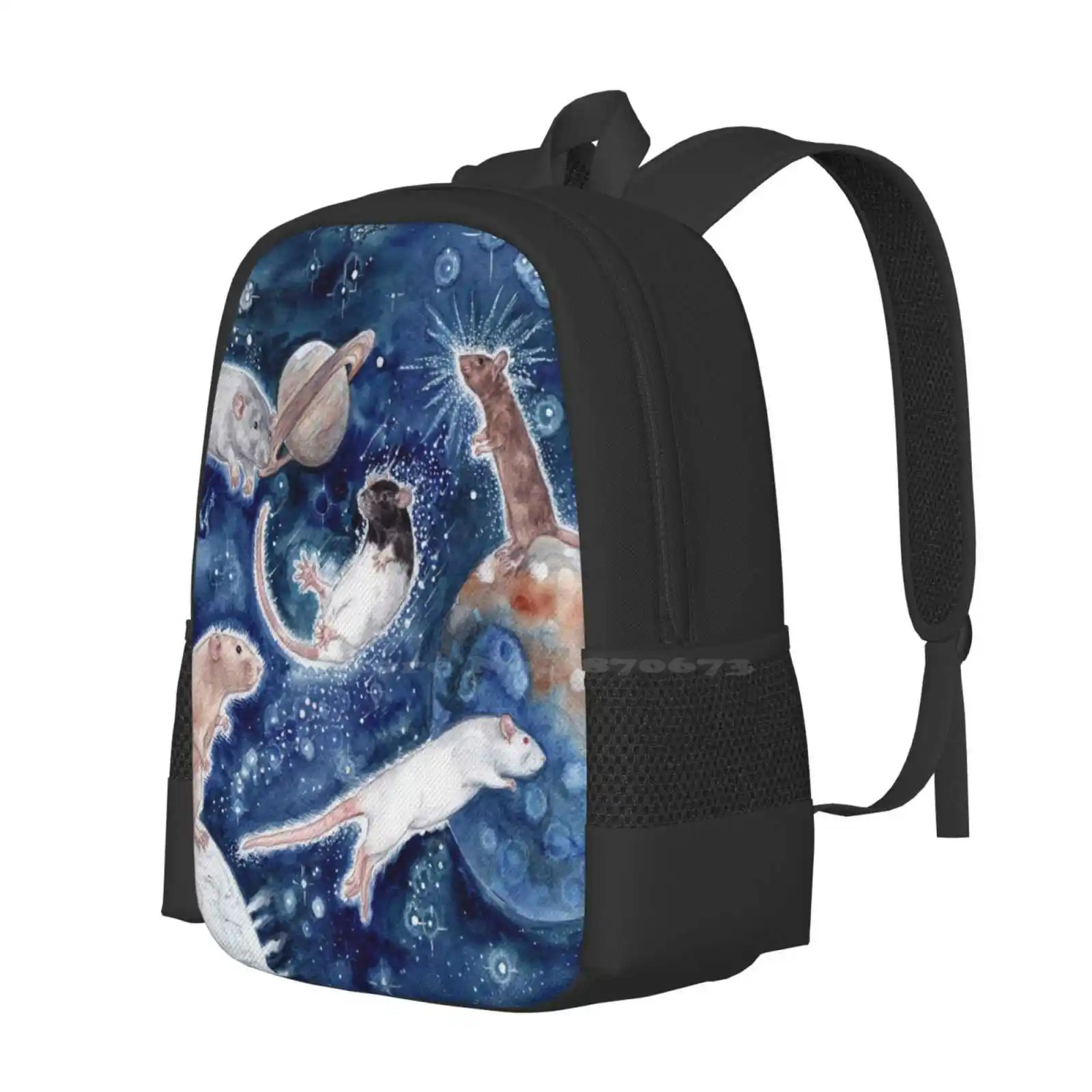 Rats Are Stars Spelled Backwards Teen College Student Backpack Pattern Design Bags Pet Rat Outer Space Planets Stars