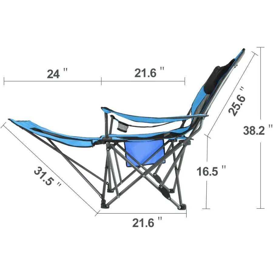 كرسي شبكي محمول قابل للطي للتخييم مع مسند للقدمين قابل للإزالة للمغامرات الخارجية والشاطئ والنزهات والمشي لمسافات طويلة أ #3