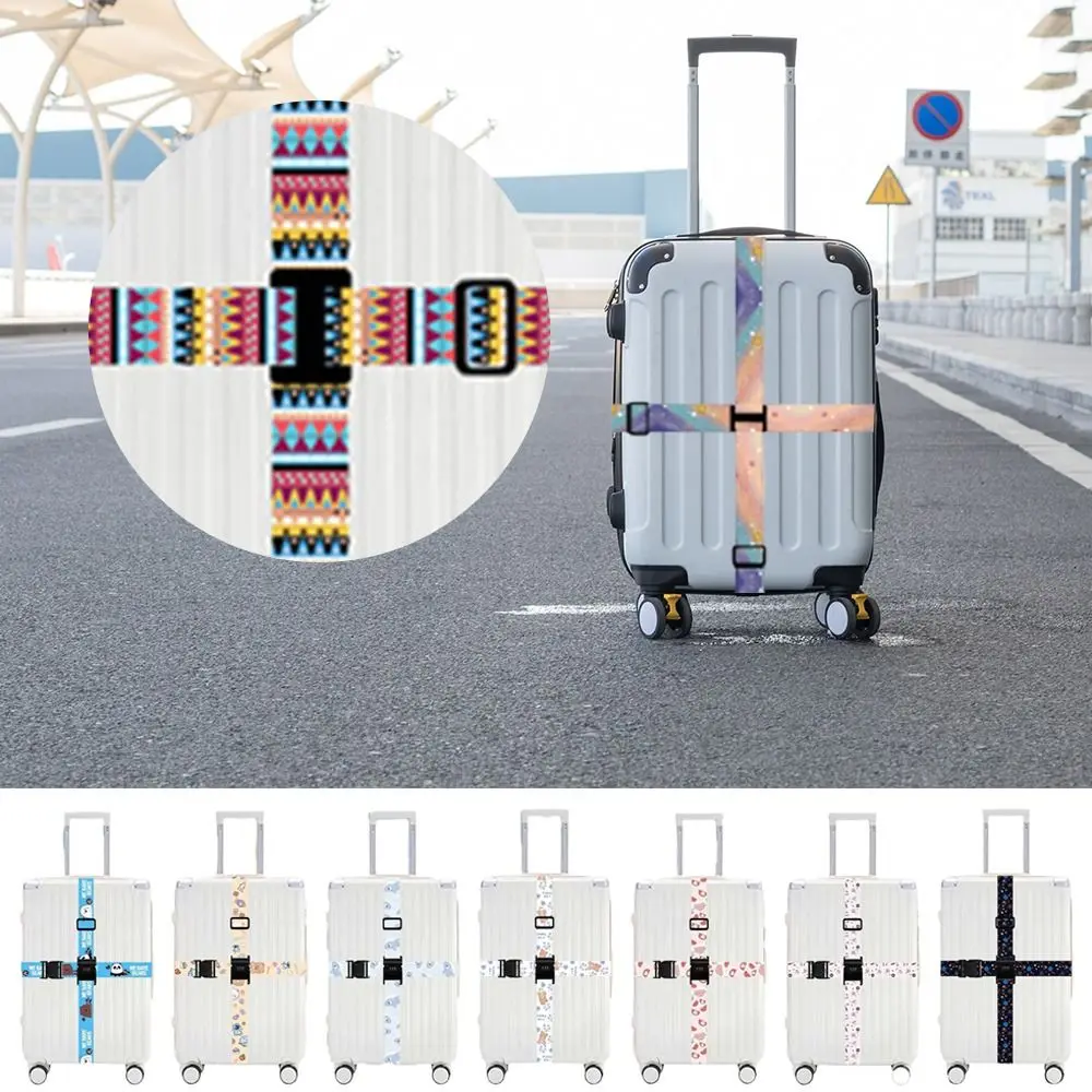 

Adjustable Luggage Buckle Strap Cross Strap Polyester Fibre Baggage Tie Down Belt Elastic Password Lock Packing Belt Travel