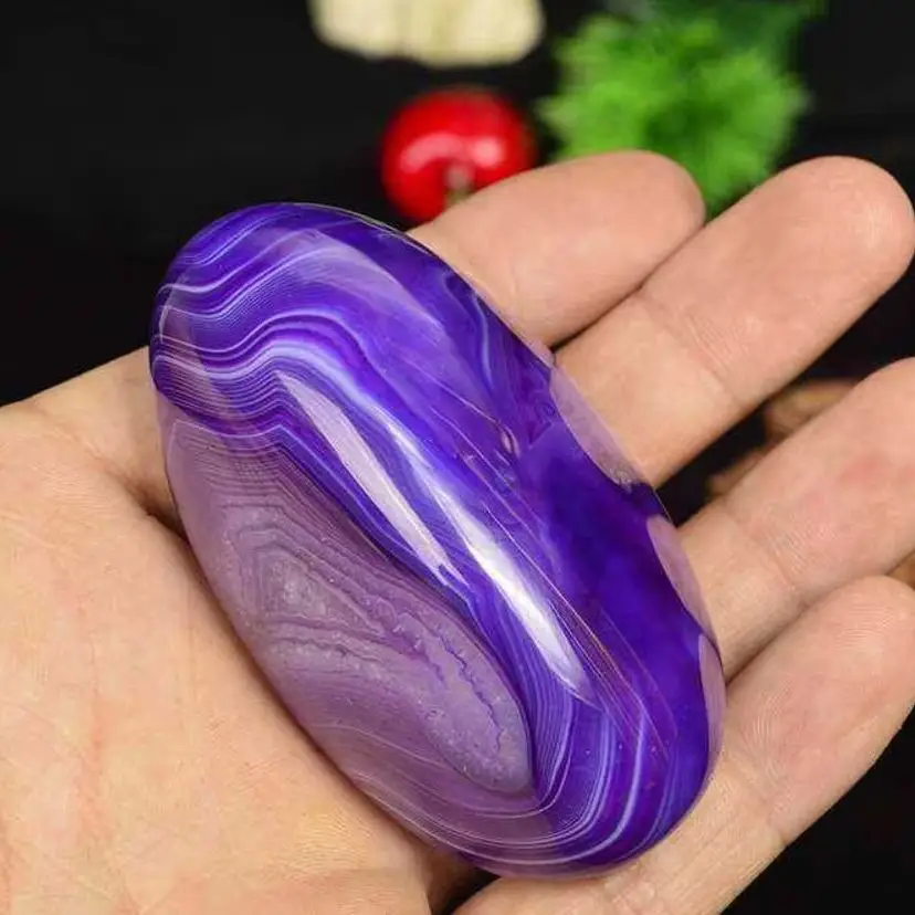 Natural Striped Purple Agate Handle Mineral Specimen Healing Crystal Gemstone Chakra Holiday Gift Home Decoration