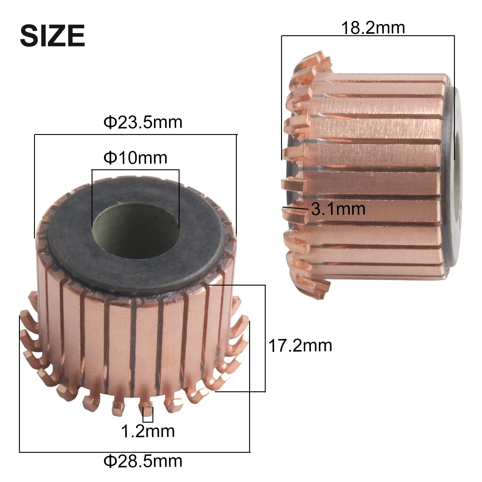 

For Electrical Motors Electric Motor Accessory 24P Teeth Commutator Electric Motor Maintenance Wear-Resistant Copper