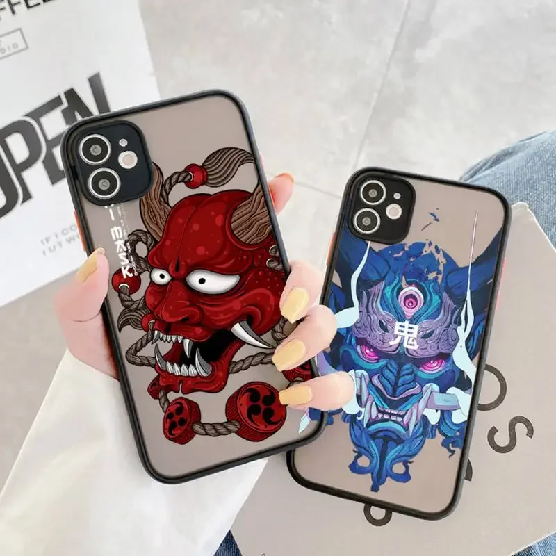 Samurai Oni japanese Mask Phone Case matte transparent For iphone 14 11 12 13 plus mini pro max cover