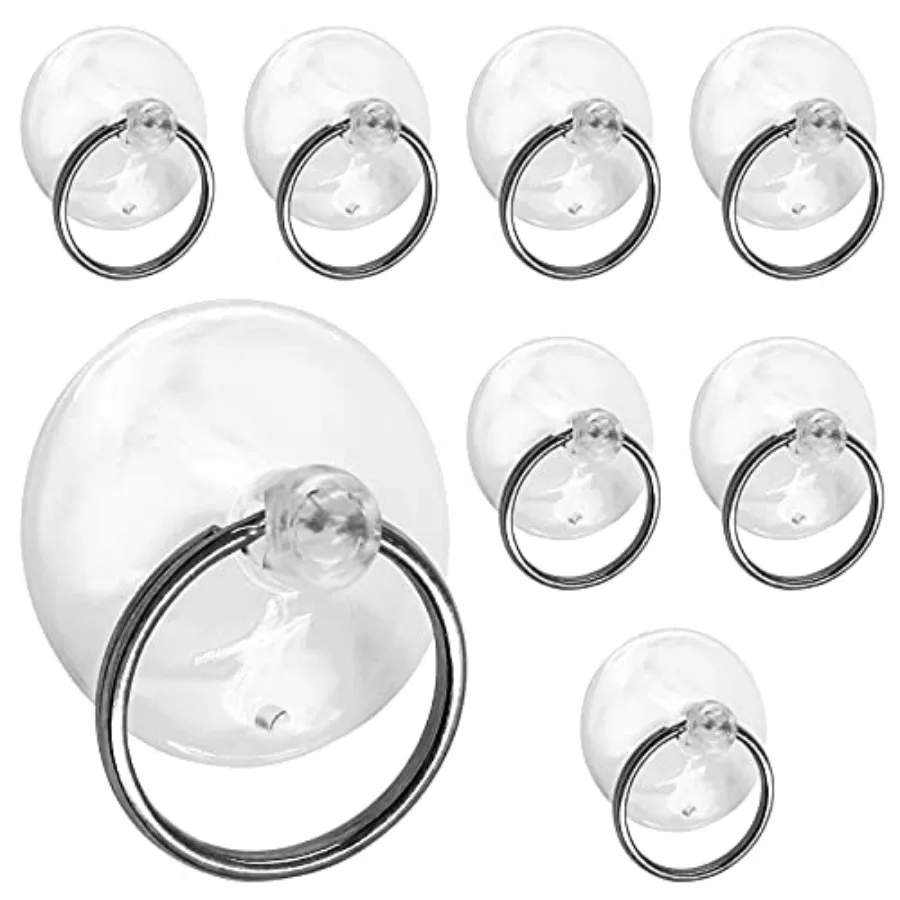 

12Pcs Suction Cup with Ring 2"/50mm Clear Key Ring Suction Cups Sucker for Window Kitchen Wall Hook Hanger