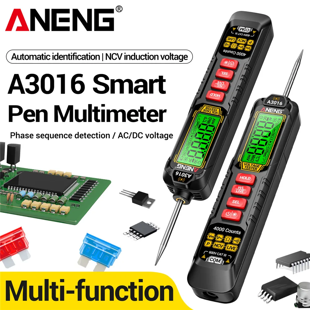 

ANENG A3016 Smart Digital Multimeter Pen AC/DC Voltage NCV Voltage Induction Backlight Car Diagnostic Probe Electrician Tester