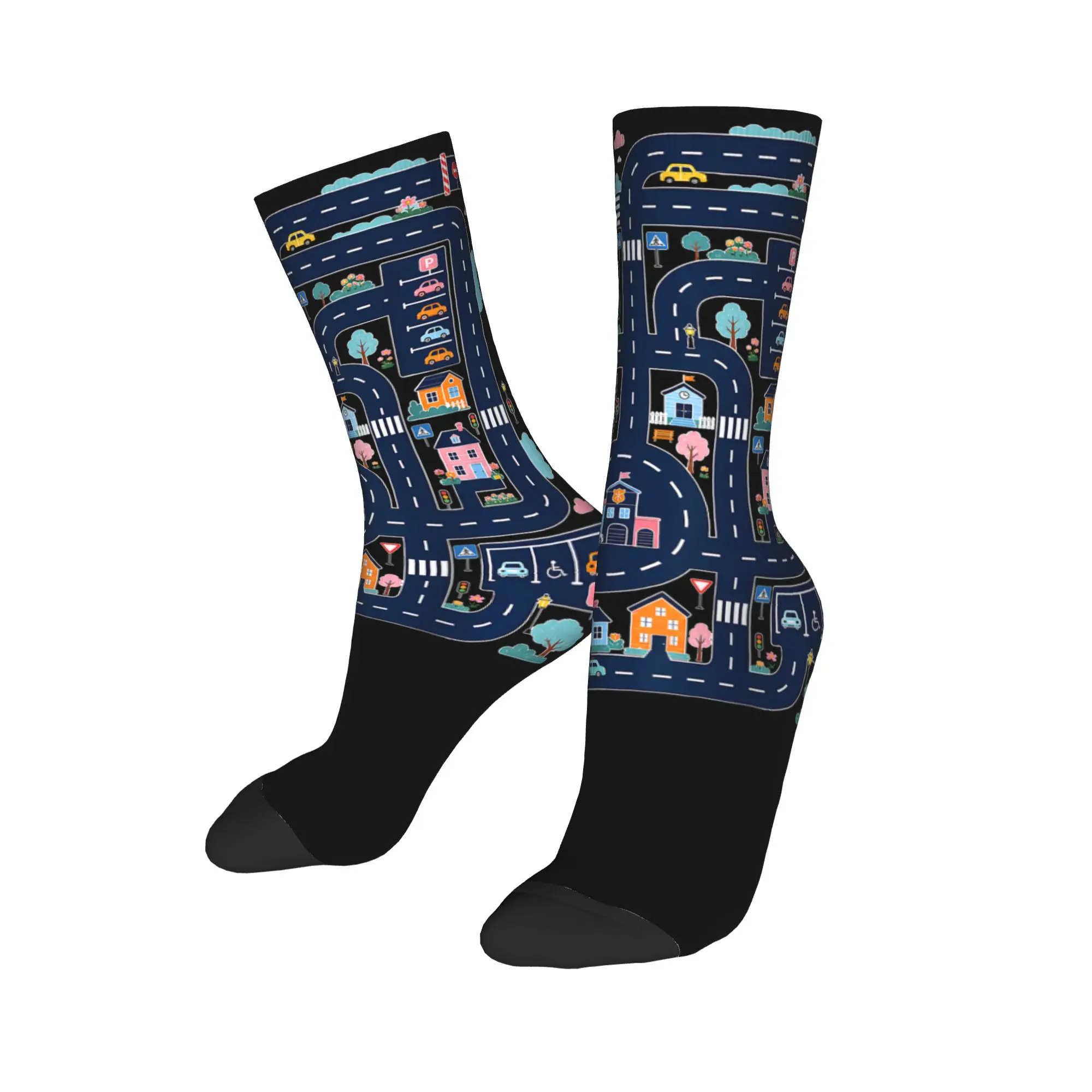Fashion Male Men Socks Harajuku Tired Dads Club Car Race Track On Dad Sock Polyester  High Quality Women Stockings Spring Summer