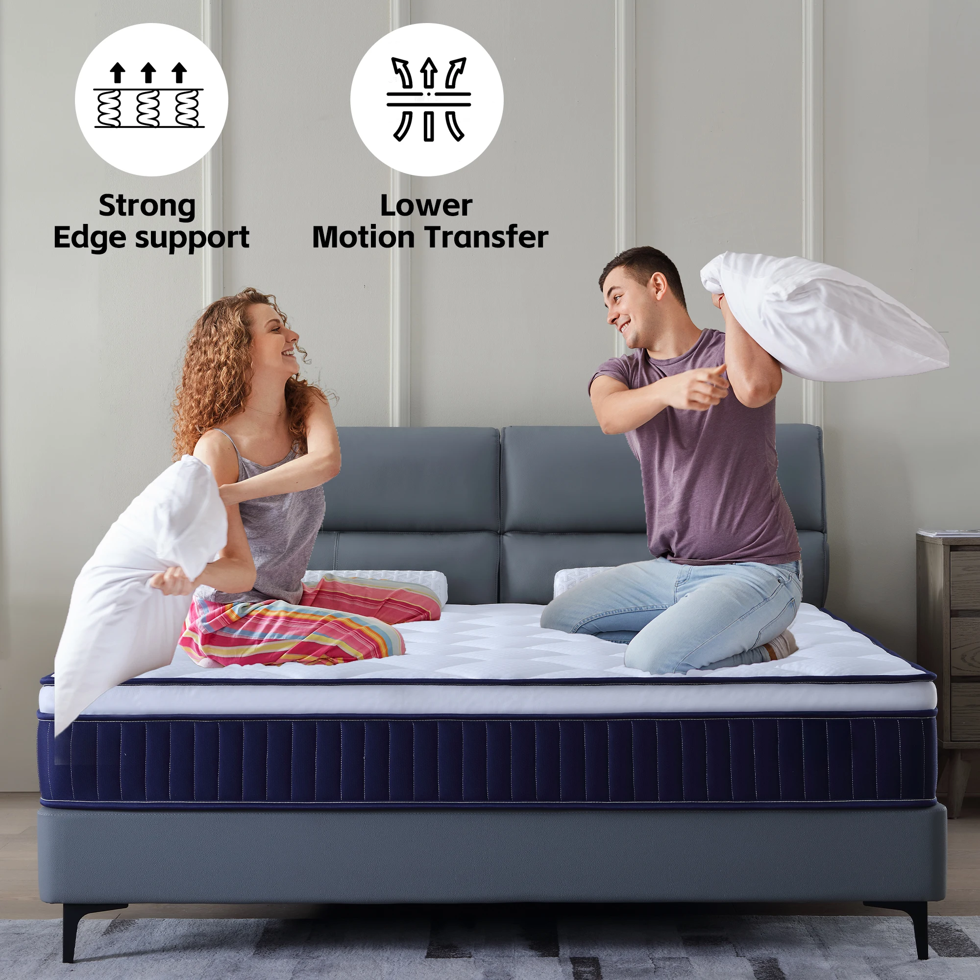 Queen King Full Size High Density Massage Memory Foam Pocket Spring Orthopedic Bedroom Mattress Roll Up In A Box Pressure Relief