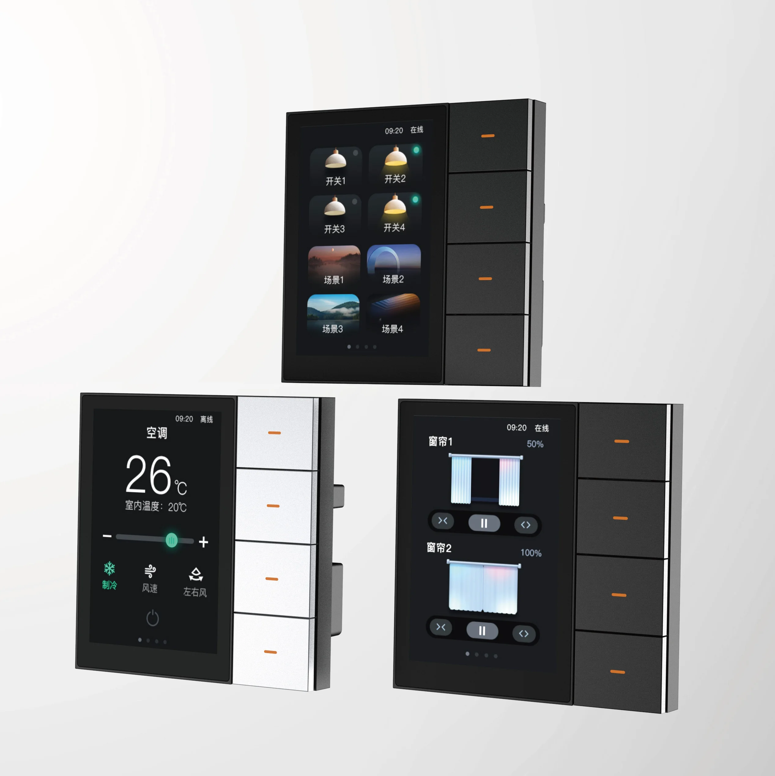 

Tuya-Certified 4-Button Smart Switch Flip Multi-Function Touch Screen for Curtain Light Control ZigBee Smart Home Hotel IPS