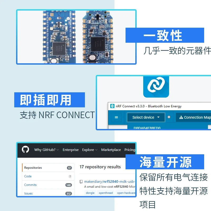 NRF52840 Dongle Bluetooth Packet Capture Tool BLE5.0 Protocol Module Simulation Host USB Analyzer