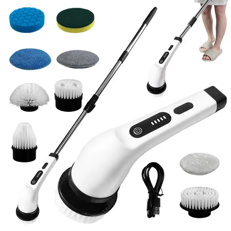 

Multi-Function Electric Cleaning Brush Handheld Rotary Scrubber Brush Long Retractable Handle Design Cleaning Tool For Bathrooms