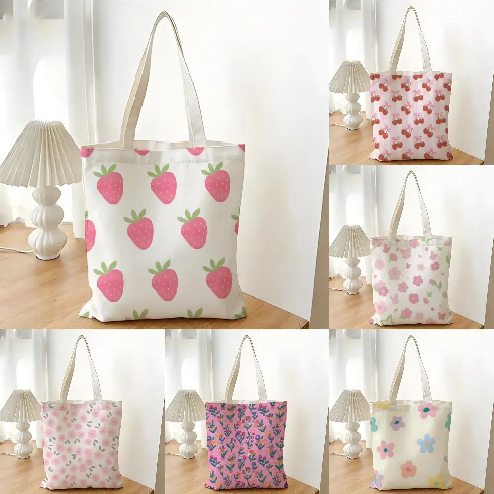 Storage Bags Shopping Bag Canvas Supermarket Shopping Bag Christmas Party Tote Bag Girls Heart Spring Floral Ins Style