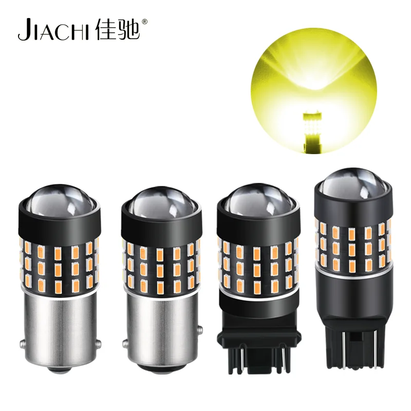 Jiachi 100PCS 1156 Led Light Bulb 12-24V 3014 54 Chip BA15S BAU15S W21W 7443 BAY15D 1157 Signal Paking Led Universal Auto Lamp